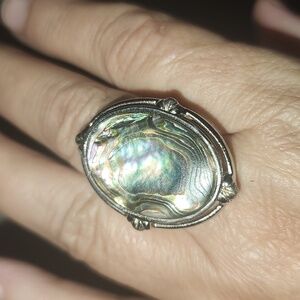 Vintage Whiting & Davis Sterling Silver Abalone( Paua Shell) Statement Ring